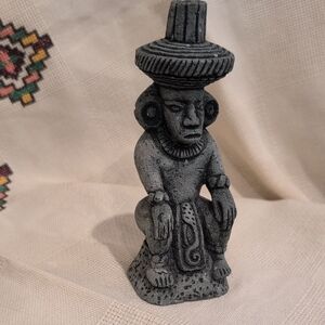 Mayan Gray Stone Sculpture Home Art Decor